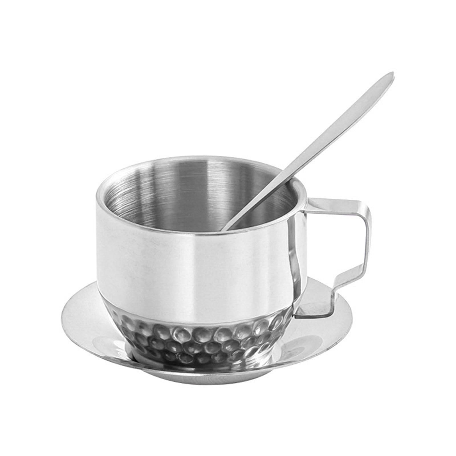 Jazuaiao Walled Insulated Coffee Cups Set Coffee Lattes Teas Cups with Spoon and Saucer for Lattes Milk Teas Espresso Set Milk Mug ​mat Spoon