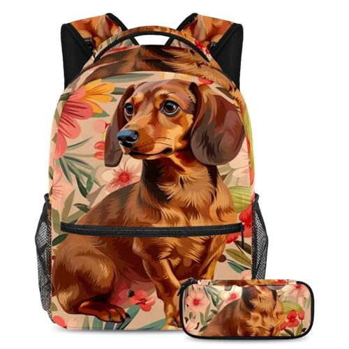 Cartable grande capacité chien saucisse trousse scolaire