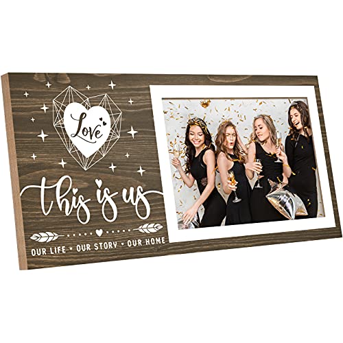 Farmhouse Picture Frame Friend Graduation The Story of Us Photo Frame This is Us Our Life Our Story Rustic Wood Wall Art Home Signs for Family Wedding Housewarming Bedroom Office Decor (This is Us)