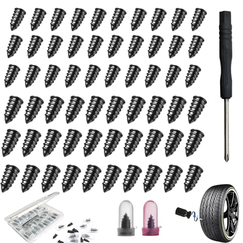 Screw in Tire Repair Plugs,70 Pcs Durable Car Tire Repair Rubber Nail,Rubber Flat Tire Repair Kit for Fast Repair of Tire Punctures,Service Repair Nails for Car Motorcycle Truck ATV (80PCS(40S+40L))