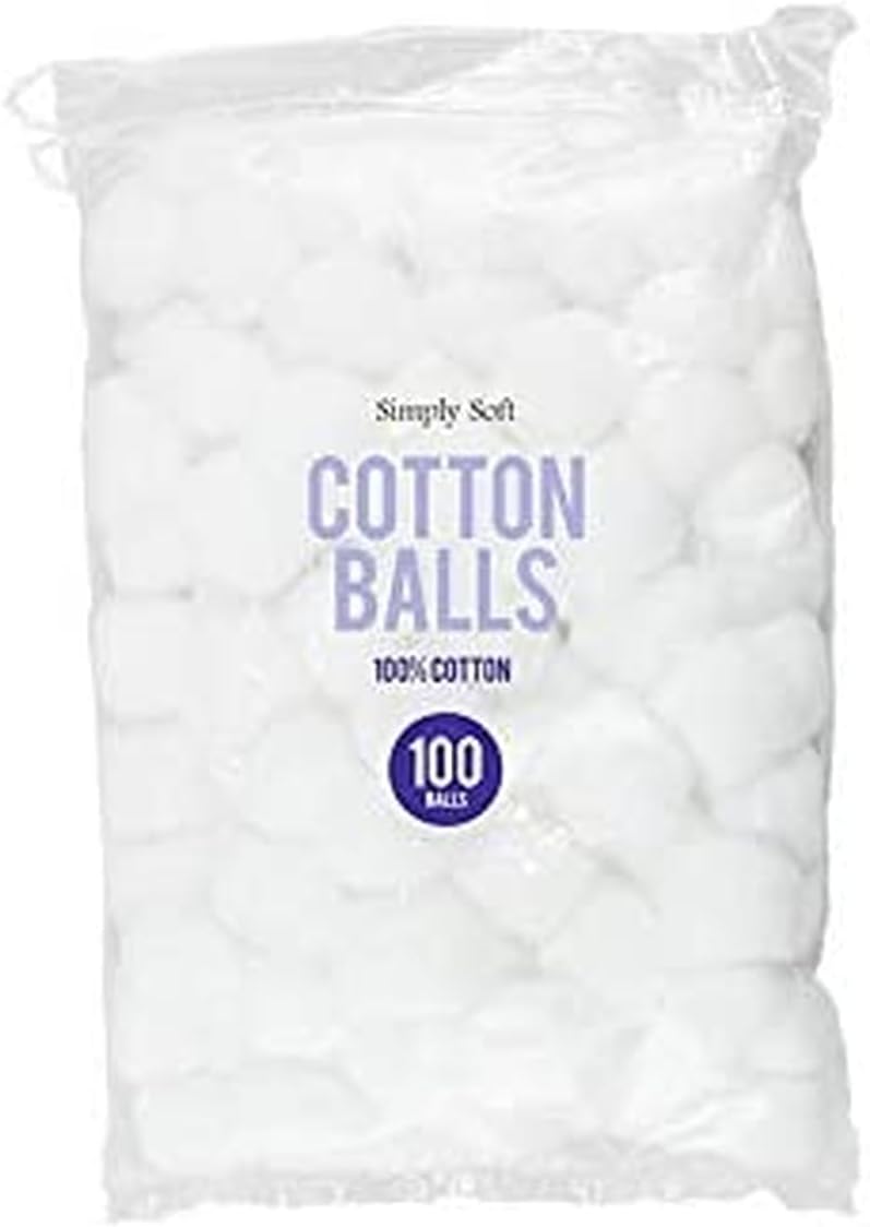 White Round Cotton Wool Balls (3cm) Pack of 100 - Soft Absorbent, Ideal for Makeup & Skincare