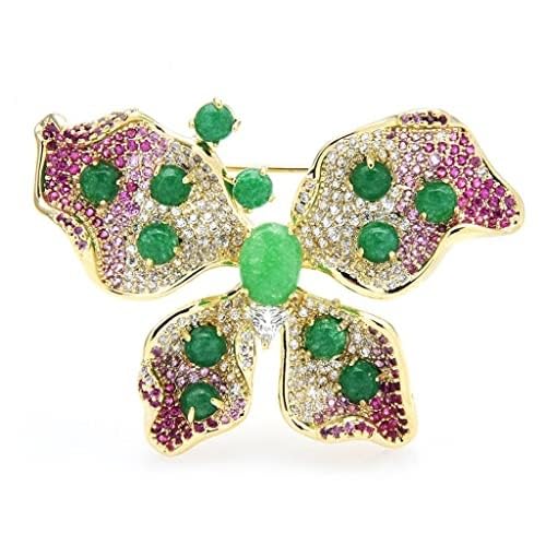Broches Verdes Retro para Mujer, Broche de Fiesta de Bodas de Ziconia cúbica de 2 Colores de diseñador(Pink)