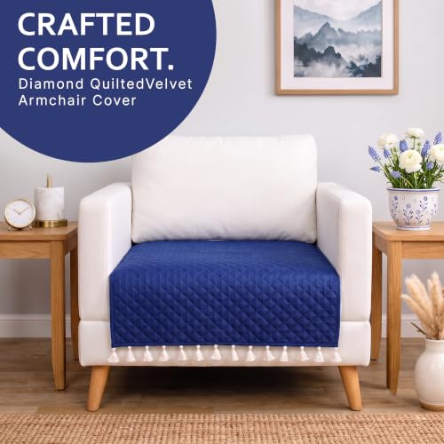 Image of BSB HOME 300 TC Premium Sofa Cover, Quilted Sofa Seat Cover with Decorative Tassels, Soft Comfortable Couch Protector, Stylish Furniture Cover for Living Room, 30 x 24 Inches (76 x 61cm) - Powder Blue