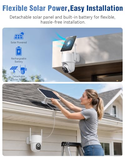 5MP Solar Security Cameras Wireless Outdoor System, 500GB HDD Local Storage, No Subscription, 4-Cam Kit, Up to 10CH, Two-Way Audio, Color Night Vision, 5G/2.4GHz WiFi, TV & Monitor Viewing — view 6