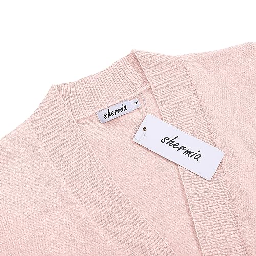 Image of Women's 3 /4 Sleeve Cropped Cardigan Sweater Open Front Short Shrugs Cardigans Lightweight Sweaters