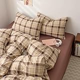 MAMAM Bettbezug-Sets aus 100% Baumwolle mit Gitter, einfarbiger Bettbezug in voller Größe, weicher...