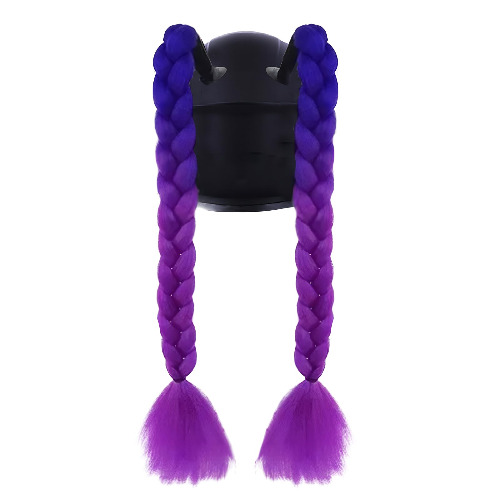 2PCS Helmet Pigtail Gradient Decoration Motorcycle Helmet Ponytail Wig Twist Braids Hair Tails with Detachable Suction Cup for Motorbike Bike Bicycle Cycling Bikers Riders Scooter Costume Cosplay