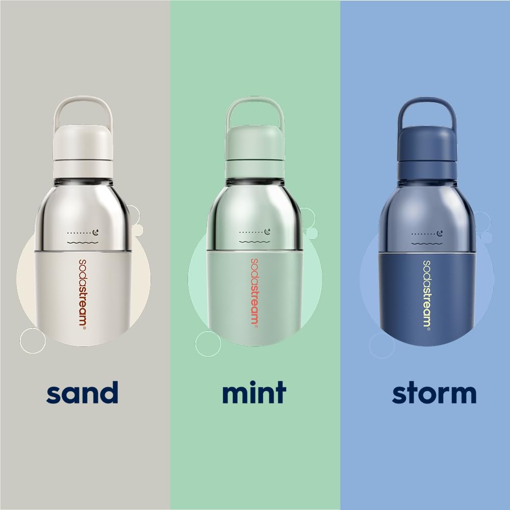 sodastream Fizz & Go Easy Mix – Bouteille isotherme en acier inoxydable 0,9L, double paroi, conserve chaud ou froid jusqu’à 6h, compatible machines, vert menthe