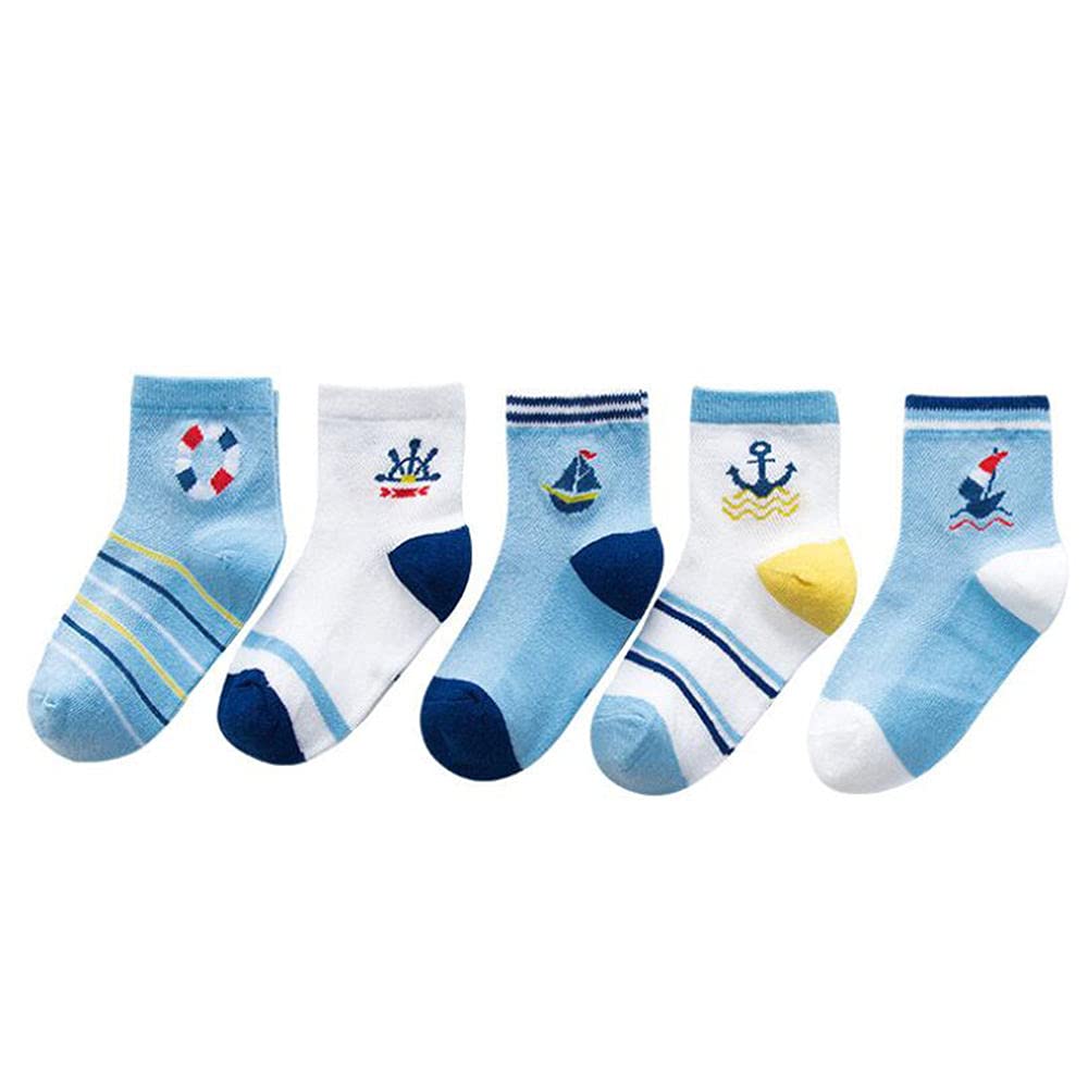HopscotchBoys Cotton Art Printed Socks Pack Of 5 in Multi Color