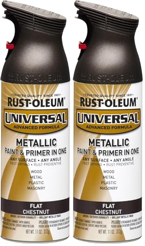 Image of Rust-Oleum 271471 Universal All Surface Metallic Spray Paint, 11 oz, Flat Chestnut (Pack of 2)