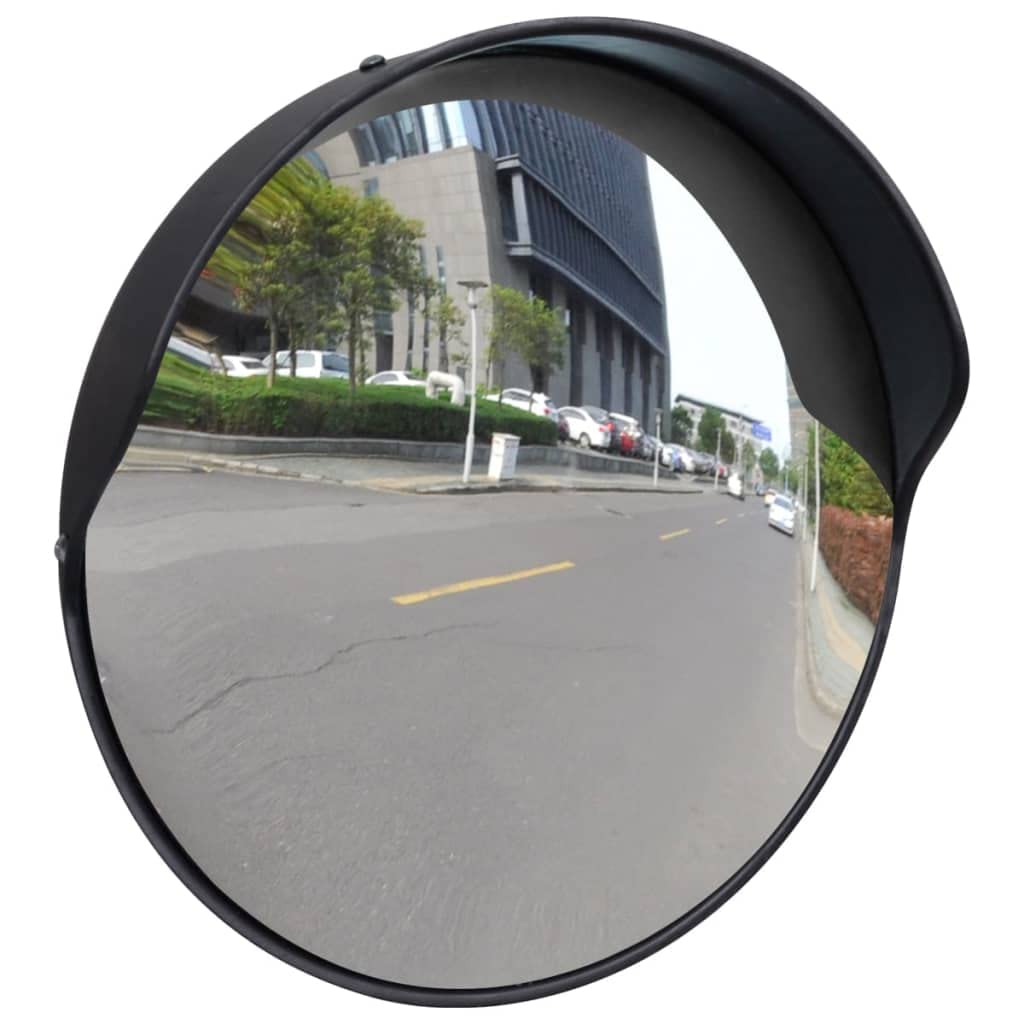 Miroir de Circulation Convexe d'extérieur en Plastique Noir 30 cm pour sécurité routière signalisation, Intersection, virages, Zones à visibilité limitée