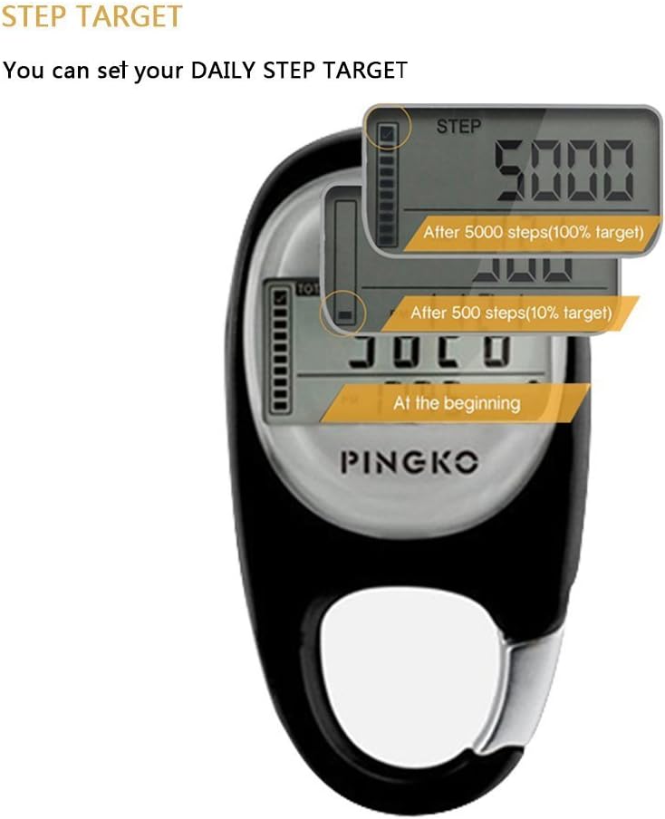 PINGKO 3D Carabiner Walking Pedometer Best Activity Fitness Tracker