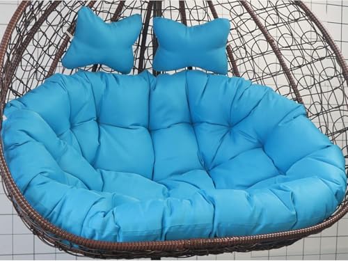 ダブルエッグチェア交換用クッション 防水 吊り下げ式スイングシートパッド 枕付き ラタンソファクッション 2人用 (I 150 * 110cm/59 * 43インチ)