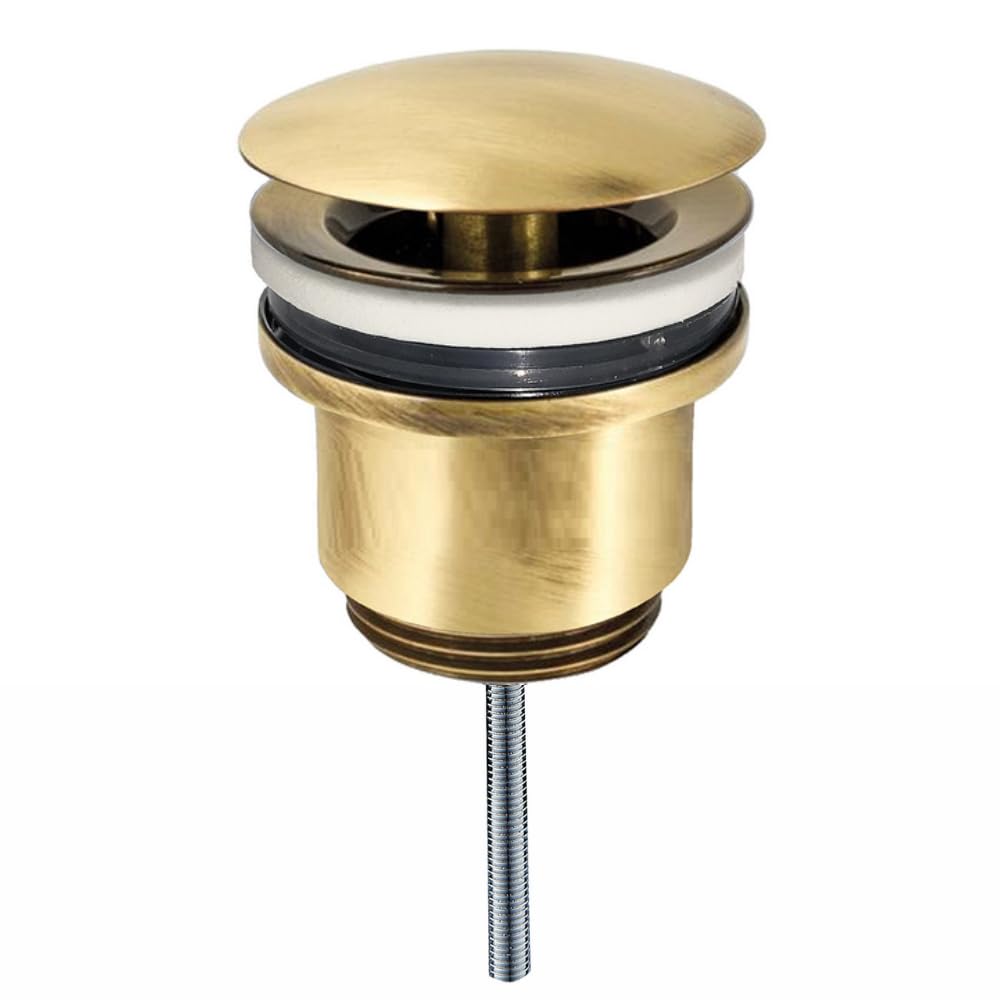 Schläfer Piletta Click-Clack Universale 1"1/4 in Ottone, Bronzo (ottone antico) Lucido, Scarico 4051104 Vintage con Tappo Tondo Colore Rame Brunito finitura spzzolata