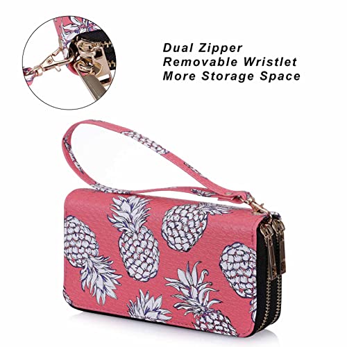 Image of Cellphone Wallet for Women Dual Zipper Long Purse with Removable Wristlet