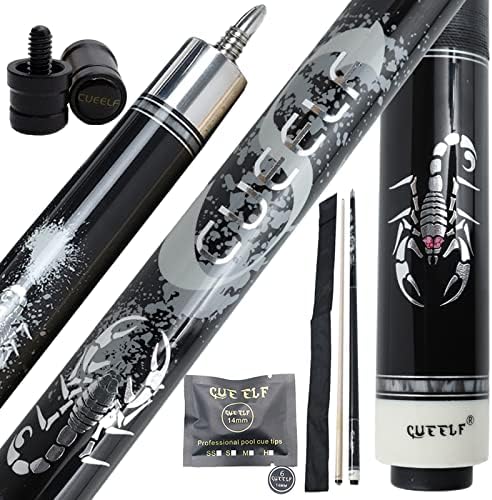 CUEELF Pool Cue Stick 58inch Hardwood Maple Pool Cue Billiard Table Stick 13mm Tip Billiard House Bar Pool Cue