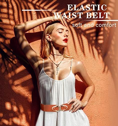 worahroe 3Pcs Women Stretchy Wide Waist Belt, Fashion Belts Wide Elastic Waist Belt Retro Cinch Belt Elasticated Stylish PU Leather with Buckle Belts Waistband for Dress, Christmas Gifts for Women