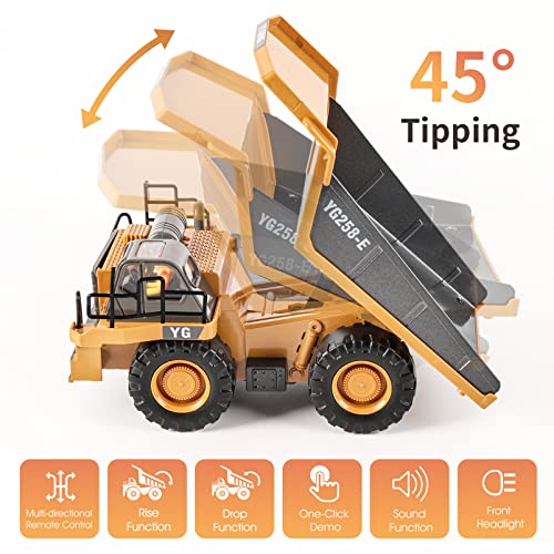 Image of DDAI Remote Control Construction Dump Truck Toy - RC Dump Truck Toys- Construction Toys Vehicle- RC Truck Toys for 8 9 10 11 12 Year Old Boys and up- Toy Trucks