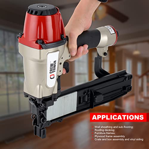 CREWTOWER Pneumatic Stapler, 16 Gauge 7/16-inch Medium Crown Air Staple Gun for Fence Vinyl Siding Furniture Wood Pallets Crate Assembly Cabinets Framework and Structure Construction Finish by CREWTOWER - Image 6
