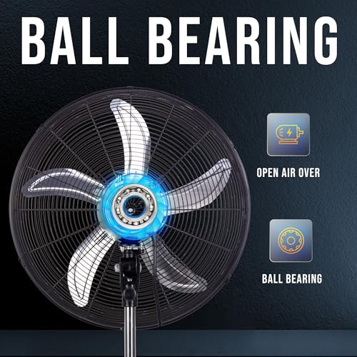 Image of Tornado 20 Inch High Velocity Pedestal Fan, Oscillating Industrial Metal Stand Fan, 3 Speeds, 5000 CFM, 1 /6 HP Motor, UL Listed, 6.6 Ft Cord for Commercial, Garage & Workshop