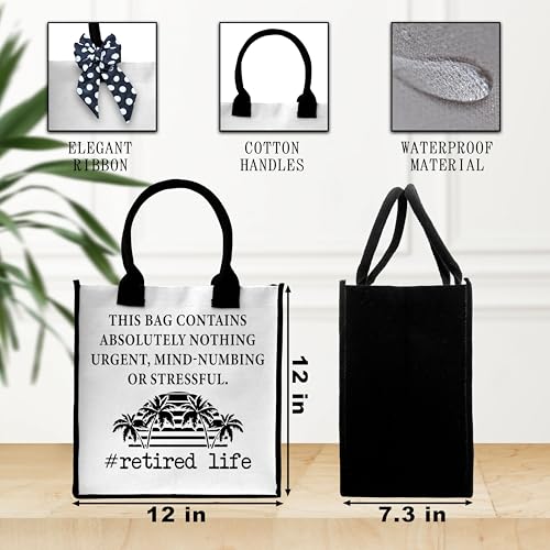 Bolso tote Retired Life para mujer - Tela de lona blanca, resistente al agua y duradero, con tema playero, talla única miniatura 3