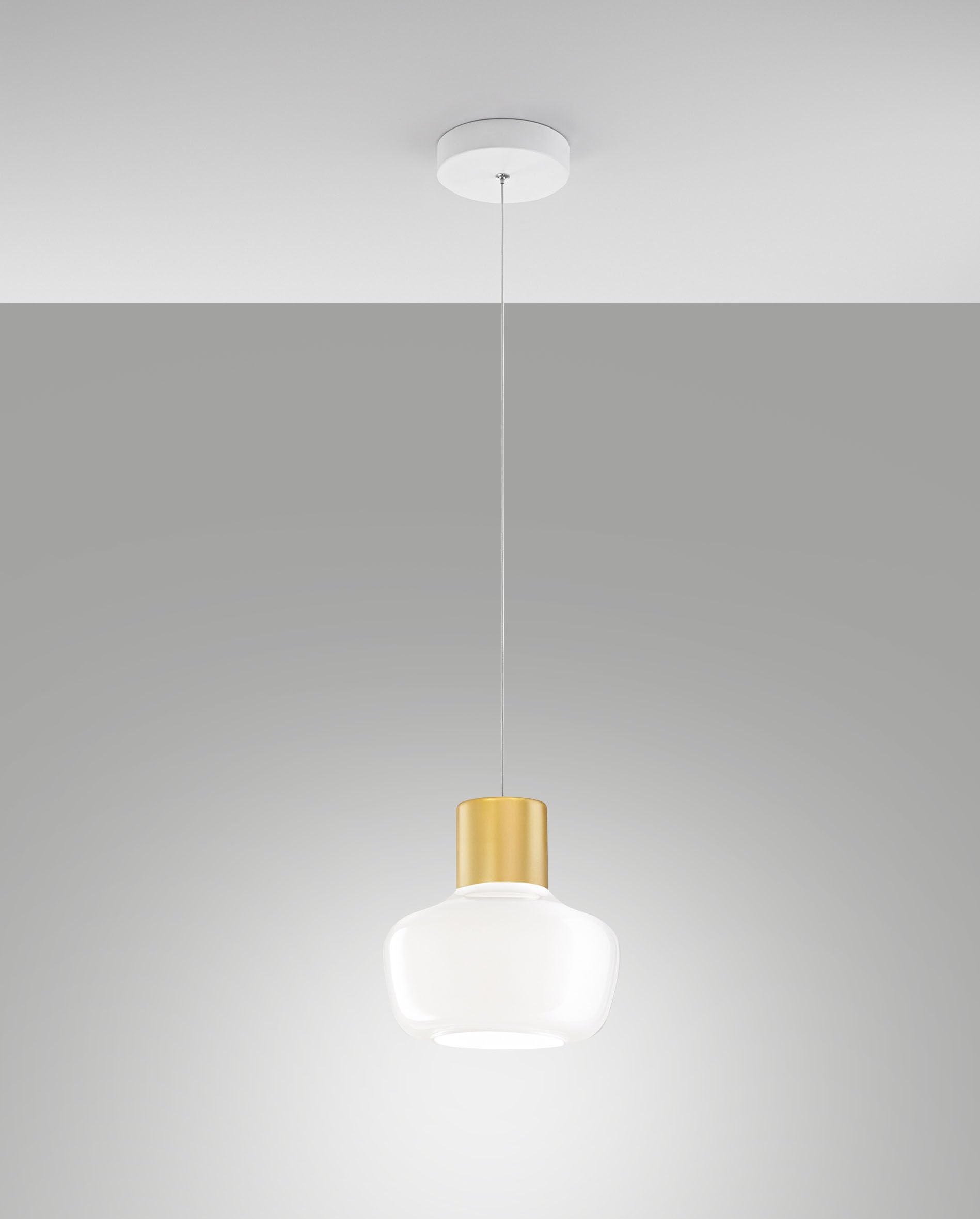 Kino LED Pendant Light 12 W 1300 lm 3000 K, Metal Frame and White Borosilicate Glass, Diameter 220 mm – Designer Pendant Light