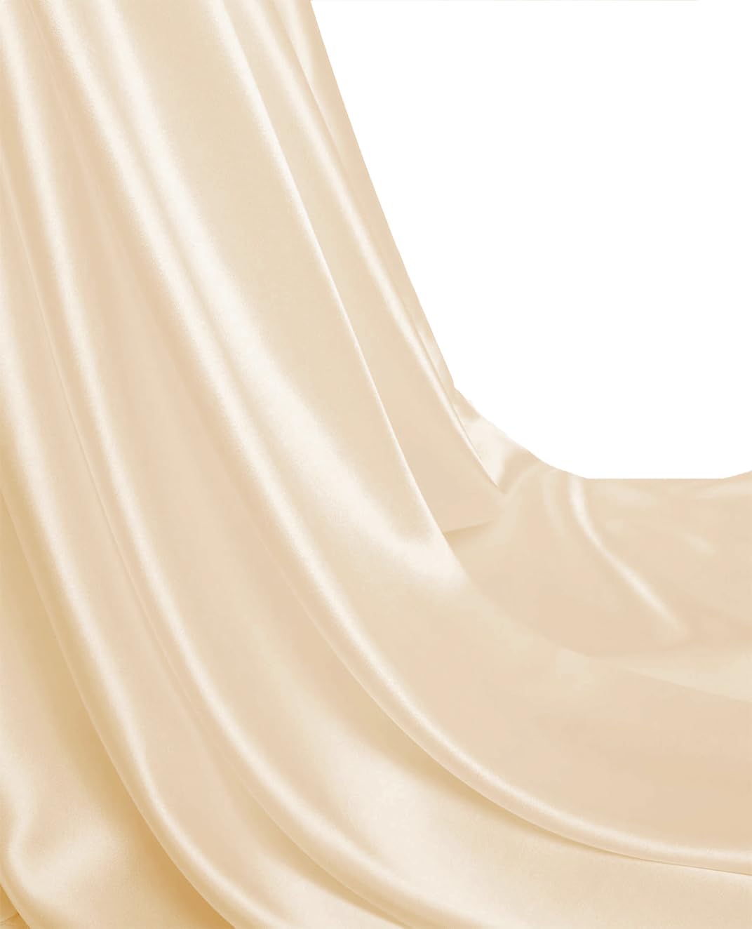 MDS Satin Fabric 5 Yards, 44" Wide, Silky Smooth Charmeuse Sateen Cloth for Wedding Arch Drapery Panel Backdrop Party Event Banquet Home Decoration Curtain Crafts DIY Sewing Costume - Cream