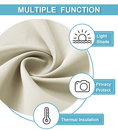 RYB HOME Beige Short Curtains Blackout, 45 inch Durable Cafe Curtains Room Darkening Window Drapes Privacy Protection for Basement Closet Kithen, W34 x L45 inch, 2 Panels