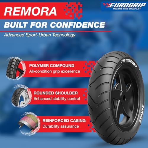 Image of Eurogrip Tyres | 100 /80-12 56L ATT 455F REMORA Tubeless | Tyre for Front | Manufacturing Year: 2025