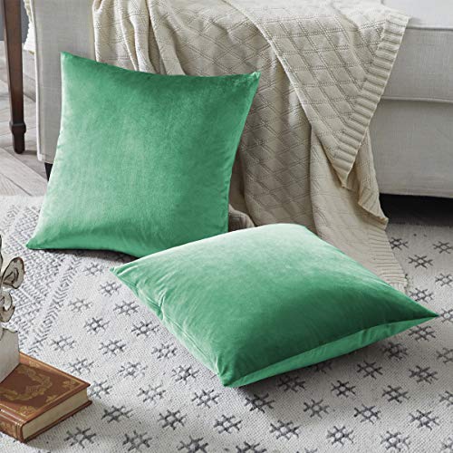 Image of GIGIZAZA Decorative Couch Throw Pillow Covers,Teal Square Pillow Cushion Covers 22x22,Pillow Cases Velvet Pillow Covers