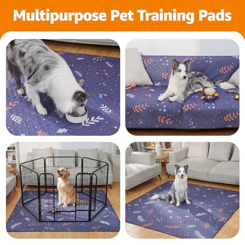 Image of LOOBANI Reusable Pee Pads for Dogs: 2 Pack Washable Puppy Training Pads 24 inch x 36 inch, Waterproof Dog Pee Pads Non-Slip, Absorbent Dog Whelping Pad for Playpen, Crate, Floor, Sofa, Purple