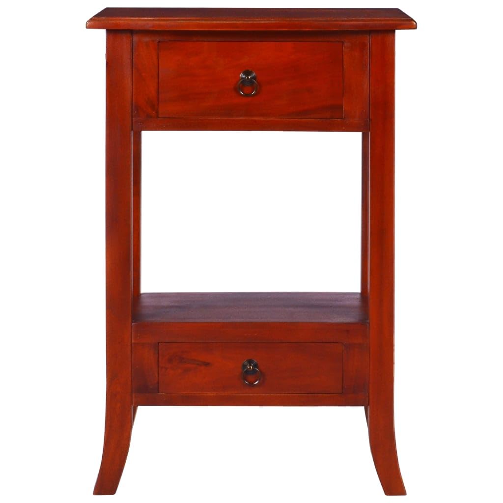 vidaXL Mesa consola clásica, para decoración de salón, mesa auxiliar, mueble móvil, mesita de noche, color marrón, madera maciza de caoba