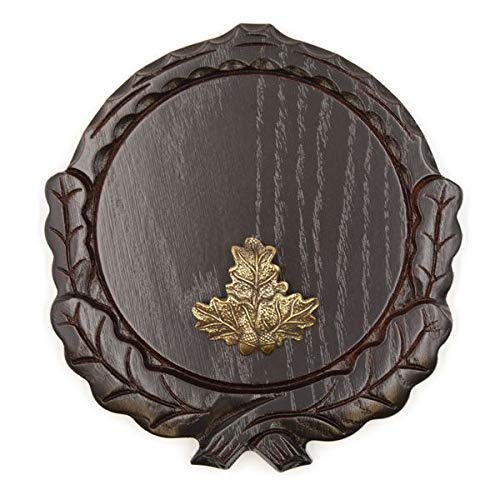 Placa de cuña tallada oscura AF 16 cm con 1 pieza de hoja de roble, portada pequeña de cuña, tabla de especias, placa de trofeo.