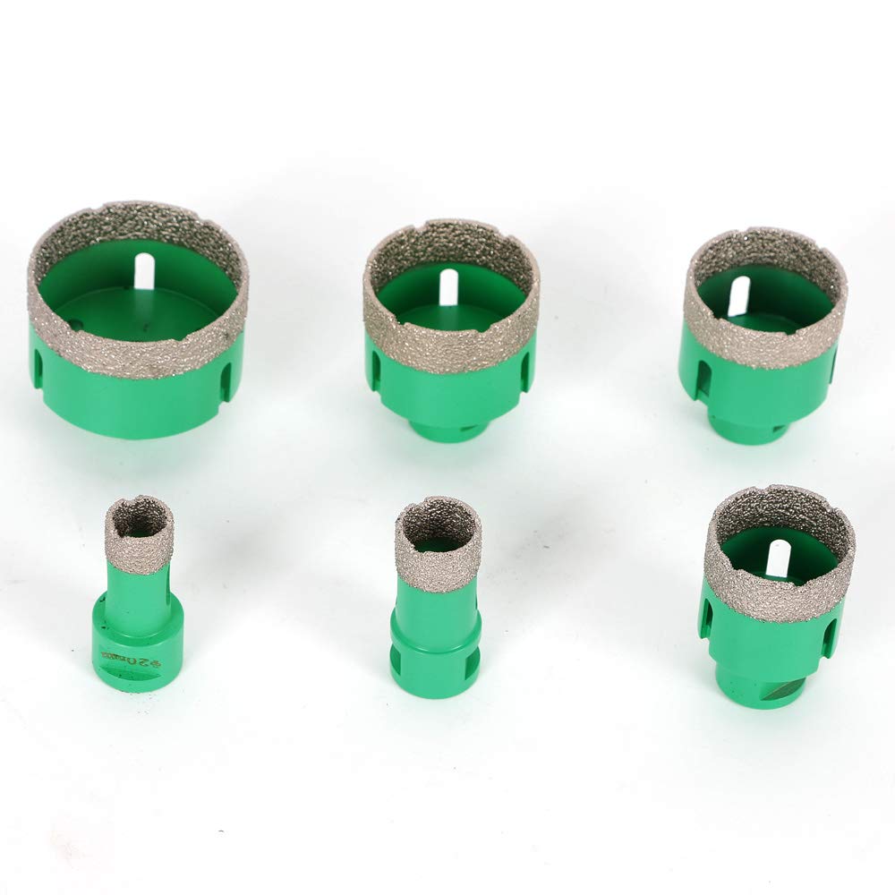 Set di 6 seghe a tazza diamantate da 20/25/42/50/55/68 mm, filettatura M14 per una foratura precisa