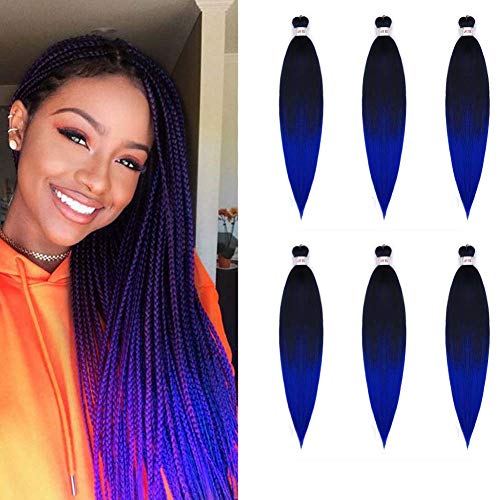 26 Inch 6 packs Pre-stretched Braiding Hair Ombre Easy Braid Professional Itch Free Synthetic Fiber Crochet Braids Yaki Texture Hair Extensions Braid Hair(T1B/SF4#)