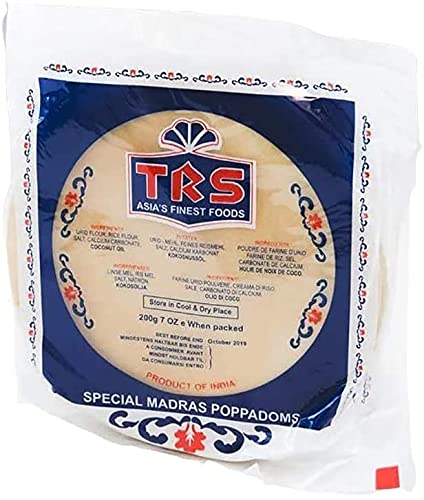 TRS Madras Poppadoms / Papads - (Pack of 4) (Each Packet is 200g)