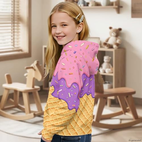 Image of Coloranimal Unisex Girls and Boys Long Sleeve Hoodies Hoody Athletic Pullover Sweatshirts Tops Age 6-16year