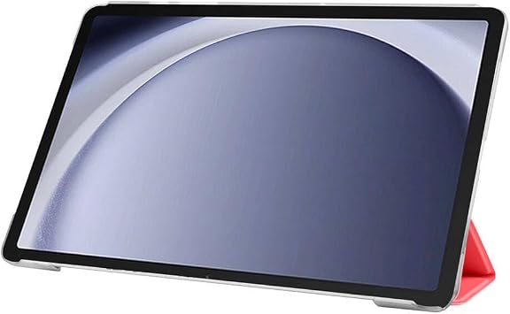 Babilden Samsung Tablet ile Uyumlu Tablet Kılıfı Smart Cover Uyku Modlu Standlı Arkası Sert Şeffaf Kapak (Kırmızı, Galaxy Tab S9 / Tab S9 FE 11 İnch)