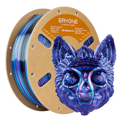 Image of ERYONE Silk Twist Rainbow 3D Printer PLA Filament 1.75 + /-0.03mm, Shiny Multicolor Filament PLA 1KG(2.2LBS), Obsidian (Black Blue Purple)