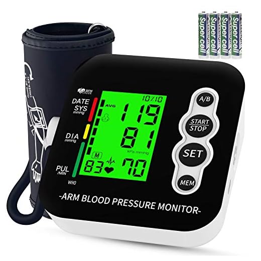 Tensiómetro de brazo, OUDEKAY Monitor de Presión con pantalla de LCD, Tensiómetro de Brazo Digital, Brazalete grande de 22-42 cm, Detección de Frecuencia Cardíaca Irregular, 2 x 99 mediciones