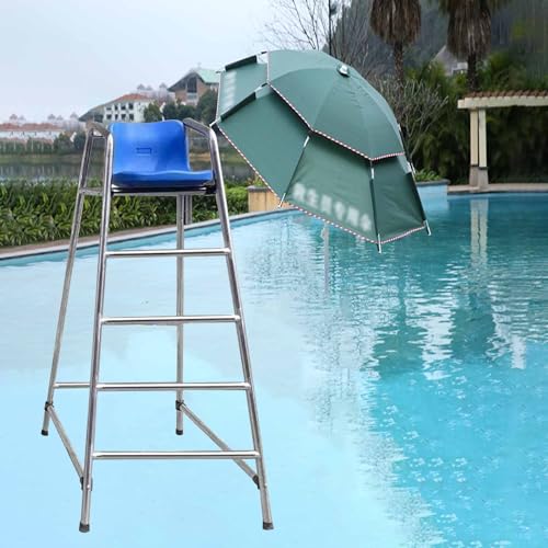 Silla de Salvavidas Alta Plegable para Piscina con Sombrilla miniatura 1