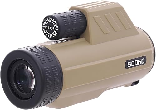 Miniatura 8 de SCOKC Telescopio monocular impermeable  Ligero con bolsa de viaje, compacto, aumento de 10X, amplio campo de visión para observación de aves, caza,
