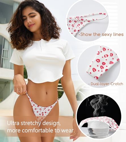 Image of chahoo Sexy Underwear for Women Thong Low Rise G-String Panties 5-Pack Low Waist T Back String Underpants Gift for Women