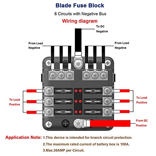 6 Way 12V Fuse Block Fuse Box, 6 Circuit Car Ato/Atc Fuse Block Waterproof With Led Indicator & 20Pcs Fuse & Damp-Proof Cover For 12V/24V Automotive Truck Boat Marine Bus Rv Van Vehicle #TOP6
