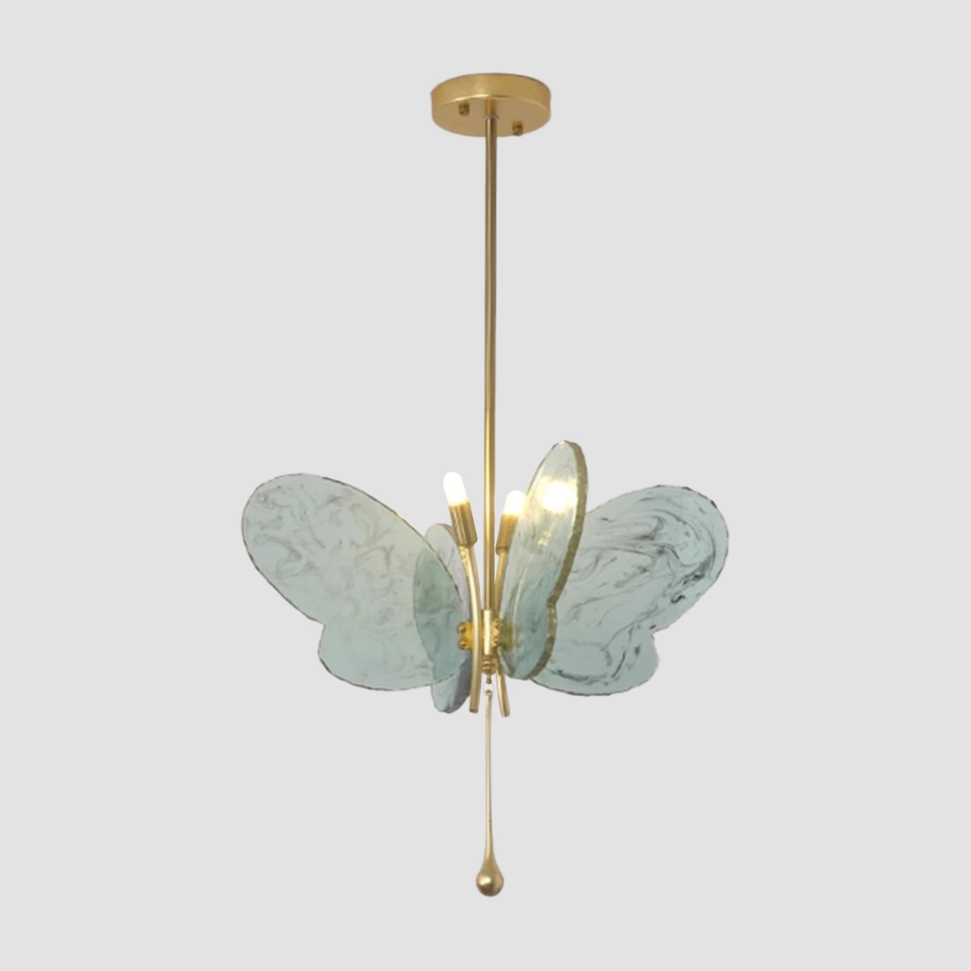 KXEcoLife Nordic Gold Pendant Light Butterfly Chandelier Modern Semi Flush Ceiling Lamp Hanging Chandeliers for Living Room Bedroom Shop Cafe Restaurant
