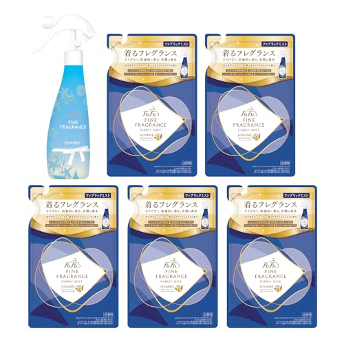 ファーファ ファインフレグランス ファブリック ミスト オム クリスタル ムスク の香り デザインボトル 本体 (300ml) 1個 + 詰替 (270ml) 5個 セット