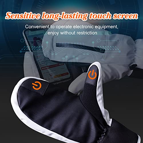 Ski Mittens Women Waterproof, Golf Mitts Men, Ski Gloves Ladies, Thermal Gloves Touch Screen, Cotton Winter Gloves Touchscreen Unisex With Zip Pocket Sport Cycling Mtb Running Extra Warm - Image 5