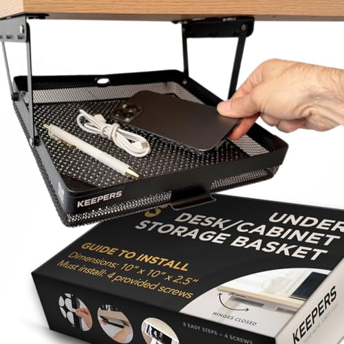 Under Desk Drawer Slide Out – Metal Under Desk Storage Drawer for Office, Home, RV – Slim Under Table Drawer Attachment with Easy DIY Mount, Space Saving Organiser - 11 x 10 x 2.5 in - Black