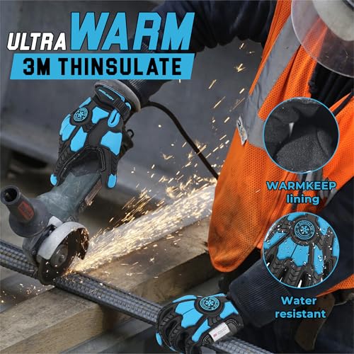 Guantes de invierno para hombre impermeables térmicos con protección contra impacto 3