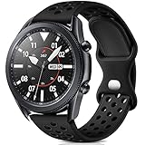 Easuny Compatible with Samsung Galaxy Watch 3 45mm Band/Galaxy Watch 46mm/Gear S3 Frontier/Classic Watch bands, 22mm Silicone Breathable Quick Release Watch Strap Accessories for Men, Black/Black L